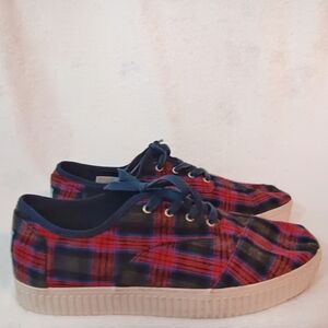 Size 10 Toms Womens Cordones Indio Sneakers Navy Crosshatch/Plaid